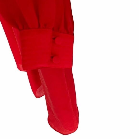 PARKER Silk Long Sleeve Mini Wrap Dress Red S - Picture 9 of 12